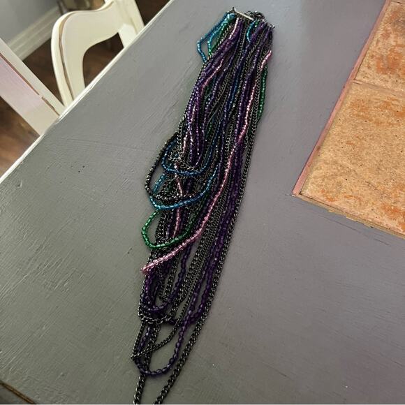 Beaded Multi Chain Layered Necklace - Picture 3 of 7